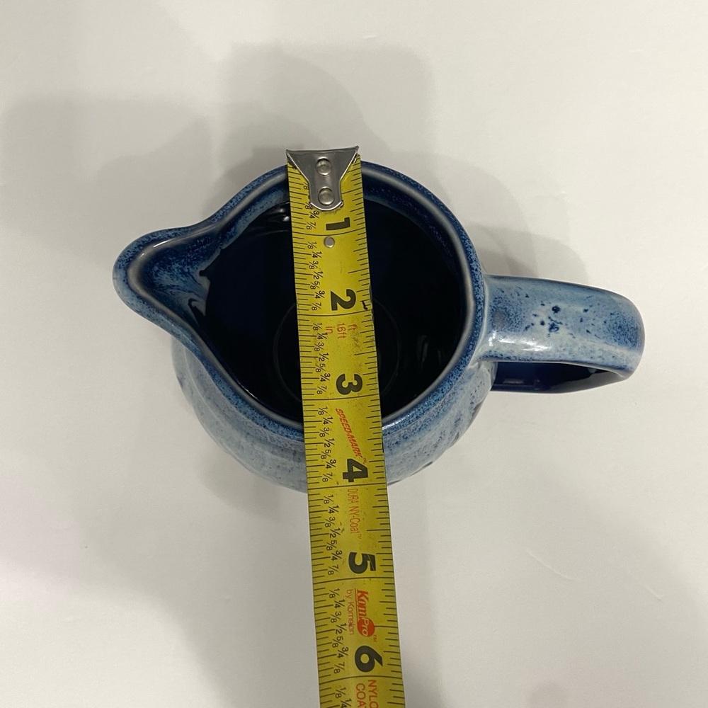 Artisan Made Pottery Stoneware Small Pitcher/Creamer Blue Drip Glaze Handmade - Picture 13 of 15